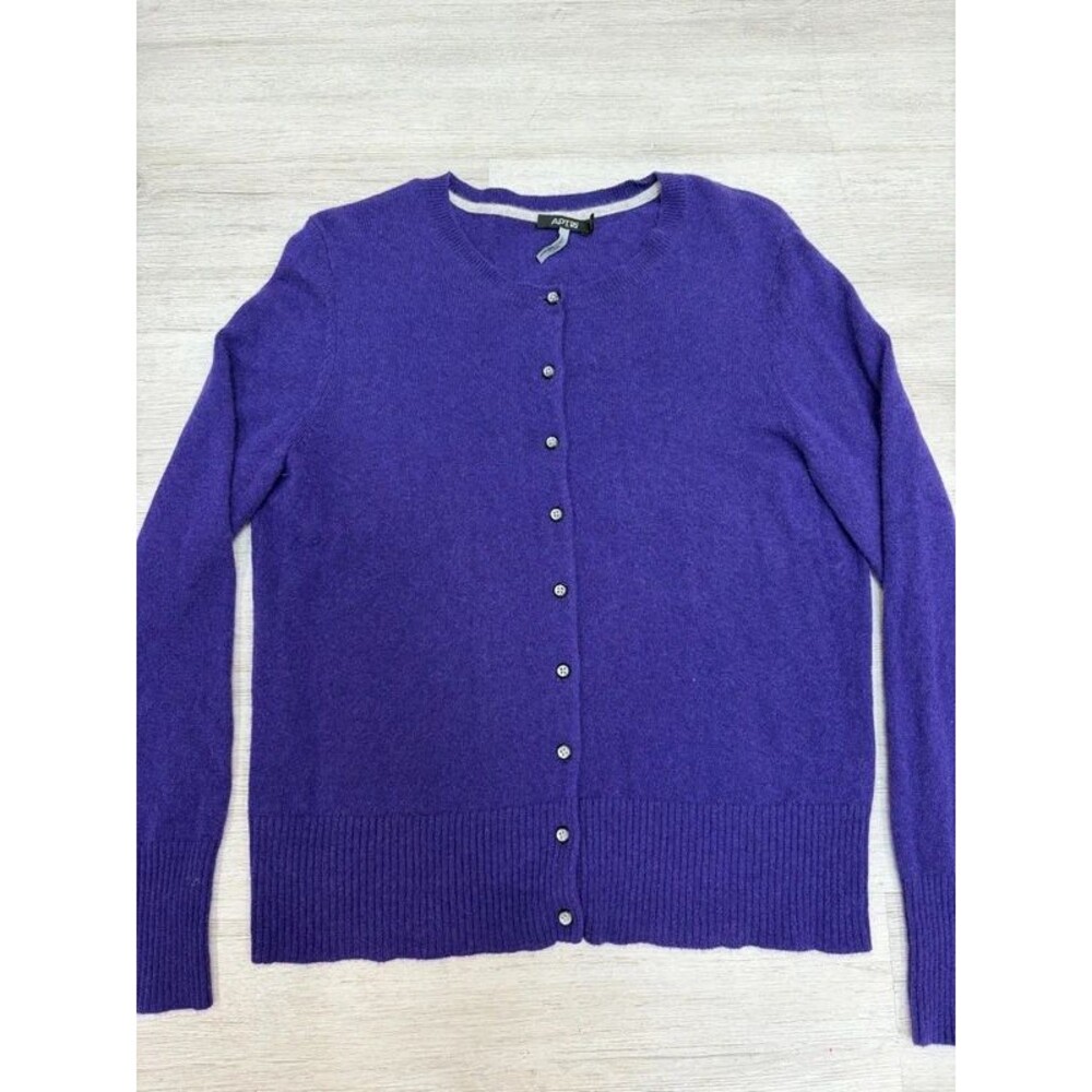 Purple 100 Cashmere Button Cardigan XL